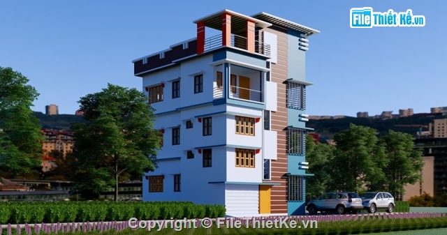 Nhà phố 5 tầng,Revit nhà phố,rrevit 2020 nhà phố
